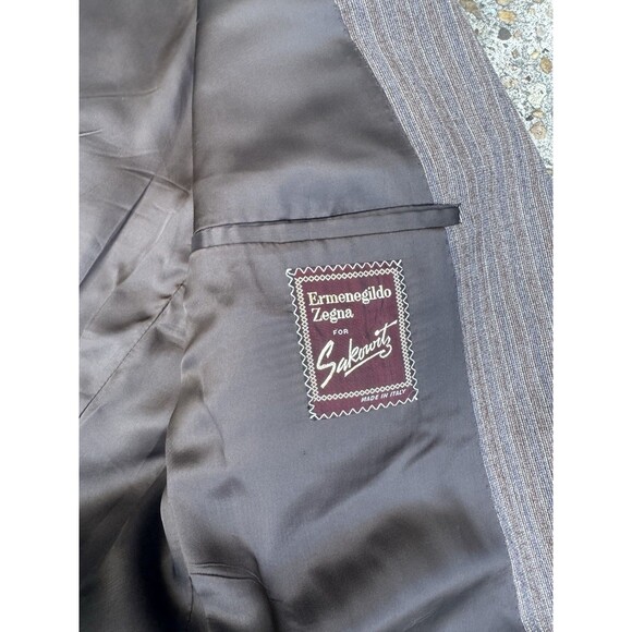 VTG 44 Ermenegildo Zegna Brown Wool Flannel Chalk Stripe Made In Italy 2 Piece - Picture 12 of 16